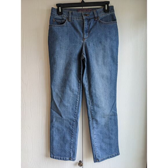 Gloria Vanderbilt Women's Blue Mid Rise Button Closer Straight Leg Jeans Size 2 - Picture 1 of 5